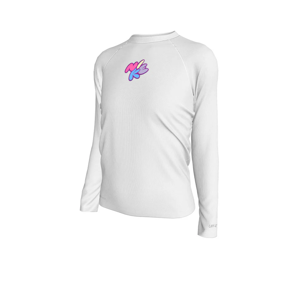 Nike Long-Sleeve Hydroguard Girls Rashguard — цвет белый, размер L (американский размер)