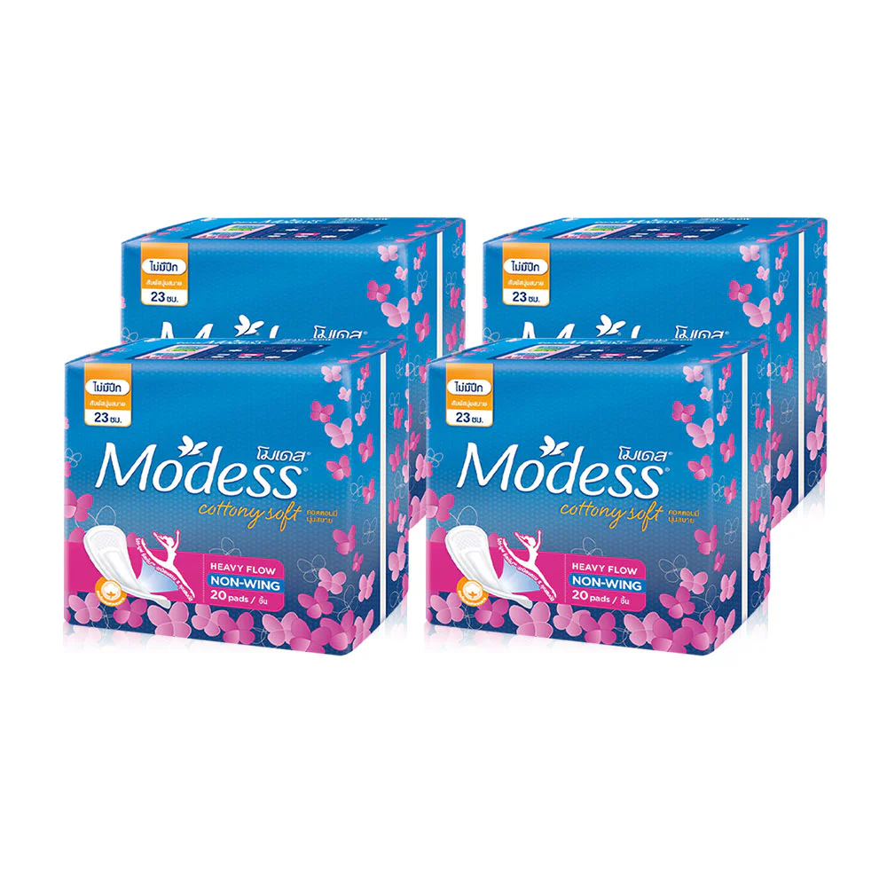 Modess ผ้าอนามัย Sanitary Pads Non-Wings Cottony Soft Heavy Flow  [20pcs x 4pack]