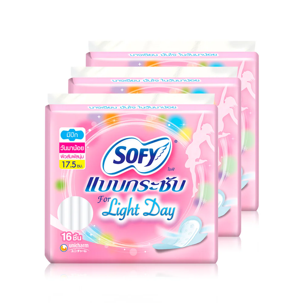 Sofy ผ้าอนามัย Body Fit For Light Day Wing 17.5cm [16pcs x 3 Packs]
