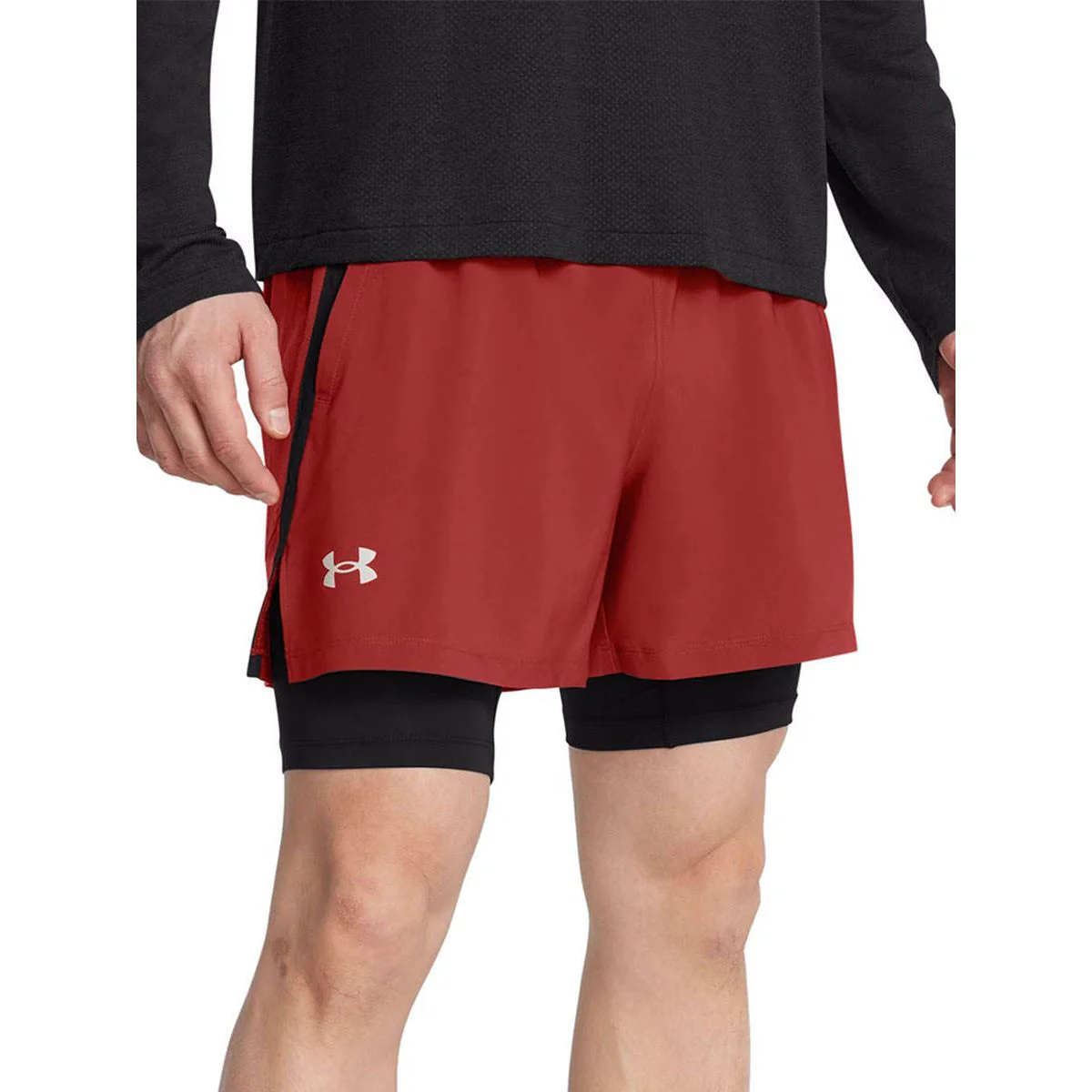 Мужские беговые шорты Under Armour Launch 2-in-1 5 — цвет оранжевый, размер L (американский размер)