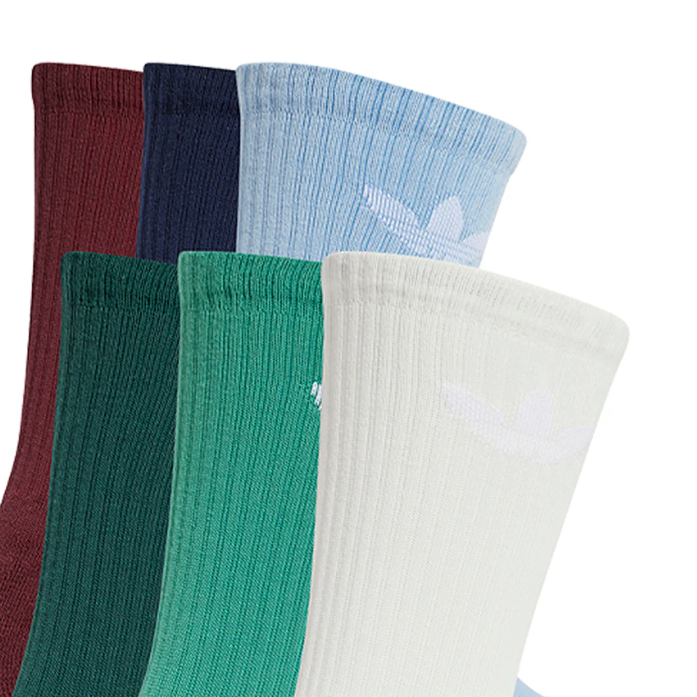 ADIDAS ORIGINALS Trefoil Cushion Crew Unisex Socks (6 Pairs) - Multi Color - L (US SIZE)