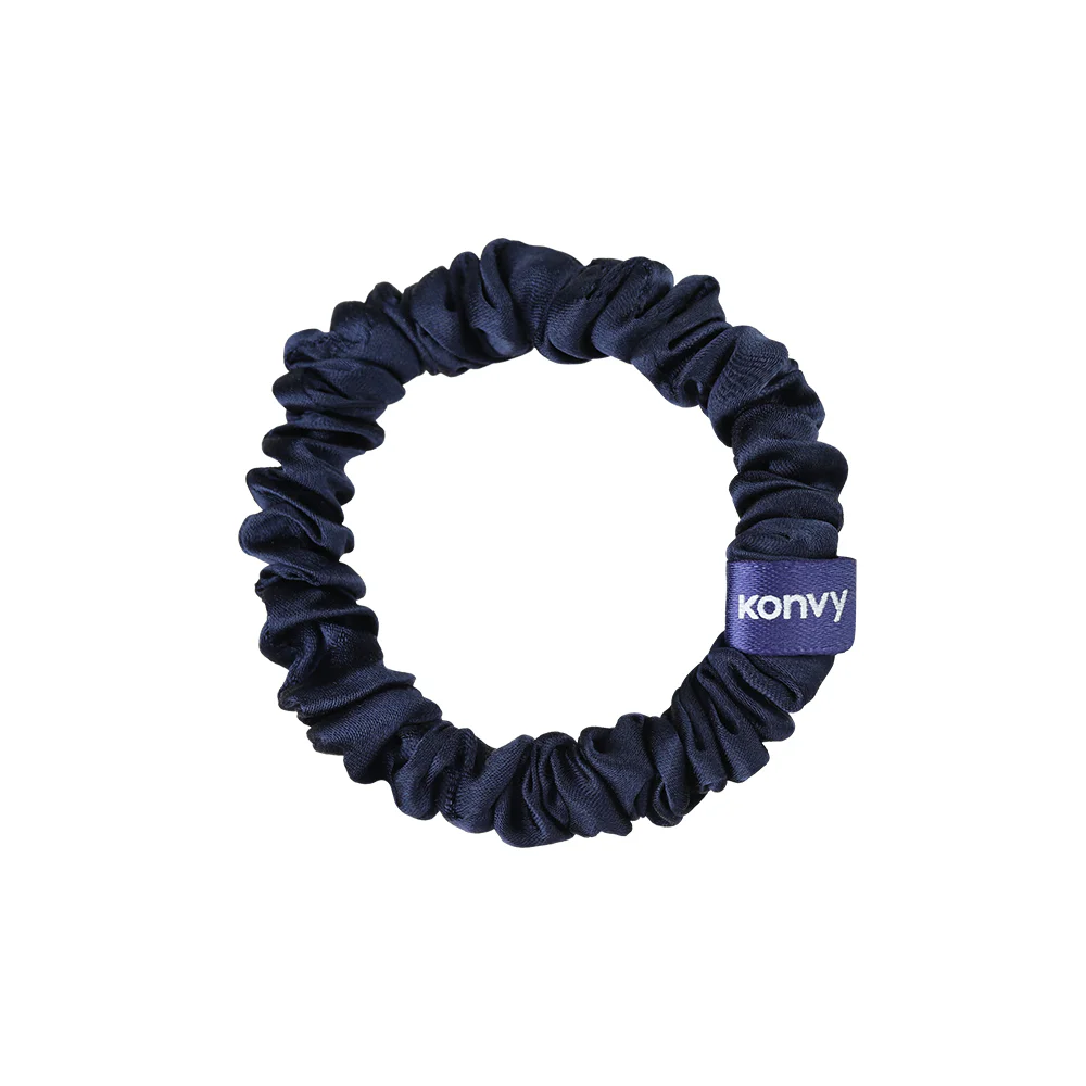Konvy Silk Skinny Scrunchies — Deep Blue