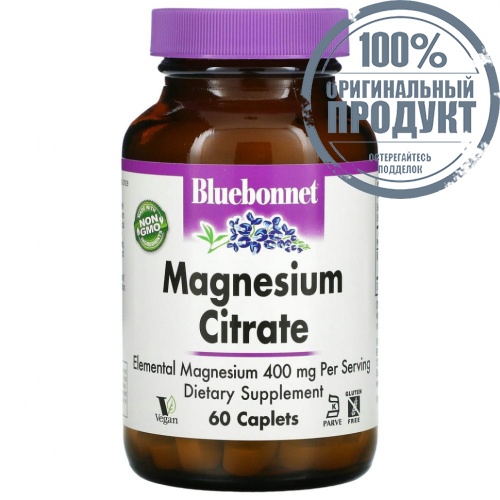 Bluebonnet Nutrition, цитрат магния, 400 мг, 60 капсул