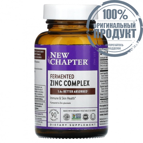 New Chapter, Комплекс ферментированного цинка, 90 вегетарианских таблеток фото 3 New Chapter, Комплекс ферментированного цинка, 90 вегетарианских таблеток фото 3