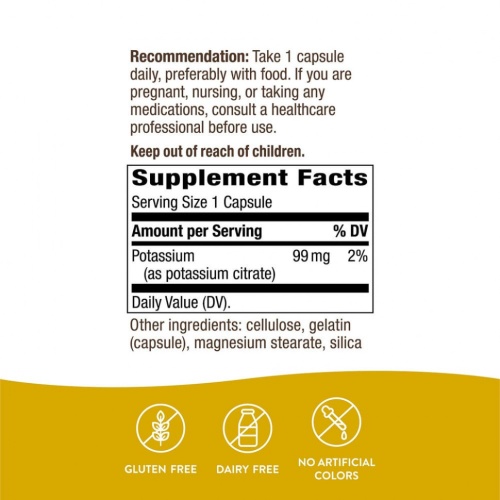 Nature's Way, калий, 99 мг, 100 капсул фото 5 Nature's Way, калий, 99 мг, 100 капсул фото 5