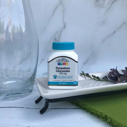 21st Century, Глюконат калия, 595 мг, 110 таблеток фото 3
