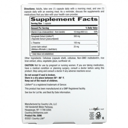 Country Life, Libido Rescue, 60 вегетарианских капсул фото 2