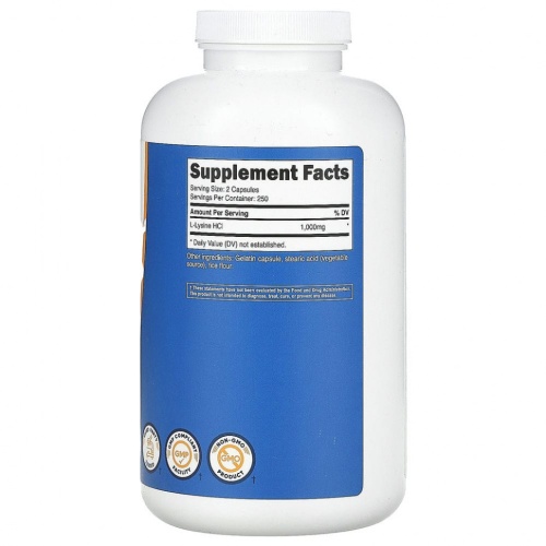 Nutricost, L-лизин, 500 мг, 500 капсул фото 2
