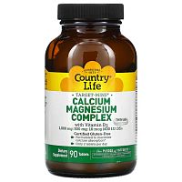 Country Life, Calcium Magnesium Complex with Vitamin D3, 90 Tablets