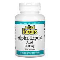 Natural Factors, Альфа-липоевая кислота, 200 мг, 60 капсул