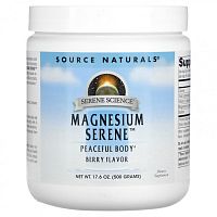 Source Naturals, Magnesium Serene, со вкусом ягод, 17,6 унции (500 г)