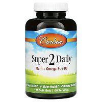 Carlson Labs, Super 2 Daily, витамины и микроэлементы, 120 мягких таблеток