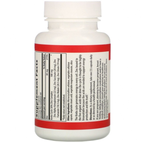 Vibrant Health, Krebs Zinc, 60 растительных капсул фото 2