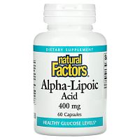 Natural Factors, Альфа-липоевая кислота, 400 мг, 60 капсул
