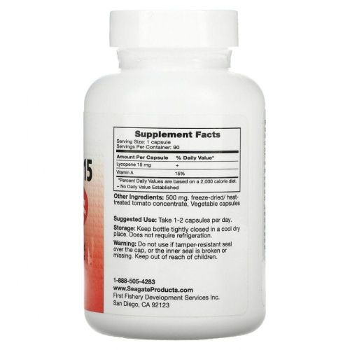 Seagate, Ликопин-15, 15 мг, 90 растительных капсул фото 2