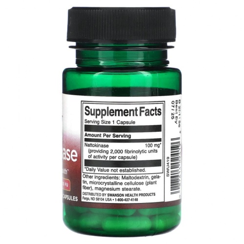 Swanson, Наттокиназа, 100 мг, 30 капсул фото 2