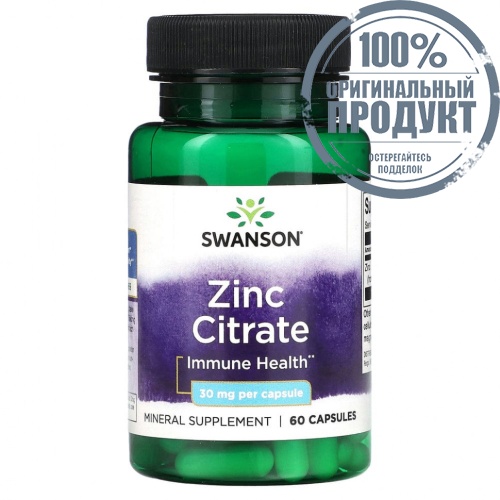 Swanson, Цитрат цинка, 30 мг, 60 капсул