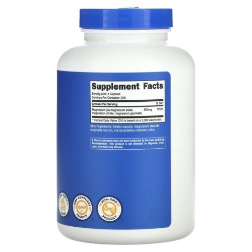Nutricost, Комплекс магния, 500 мг, 240 капсул фото 2