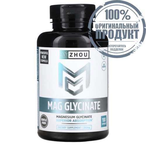 Zhou Nutrition, Магний глицинат, 87 мг, 180 капсул