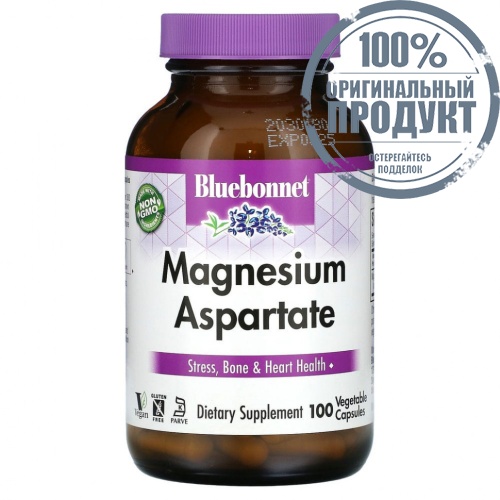 Bluebonnet Nutrition, Аспартат магния, 100 растительных капсул
