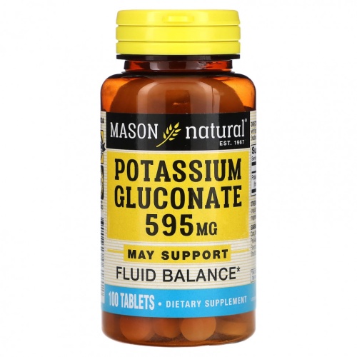 Mason Natural, Potassium Gluconate, 595 mg, 100 Tablets Mason Natural, Potassium Gluconate, 595 mg, 100 Tablets