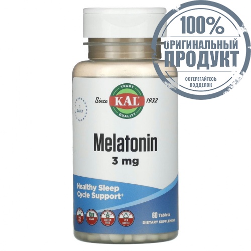 KAL, Melatonin, 3 mg, 60 Tablets