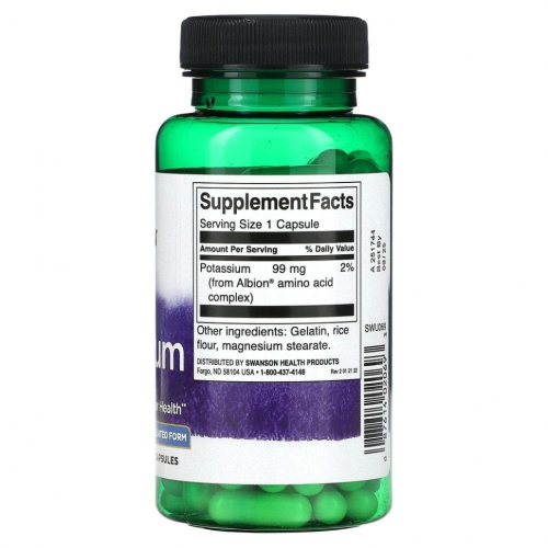 Swanson, Albion, калий, 99 мг, 90 капсул фото 2
