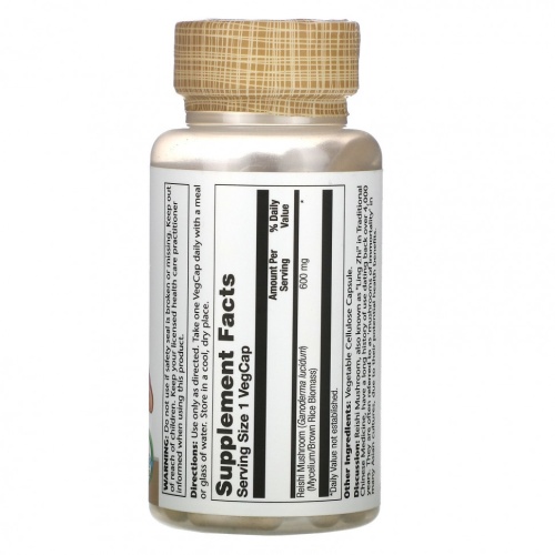 Solaray, рейши, 600 мг, 100 растительных капсул фото 2