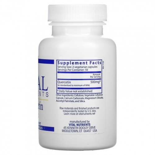 Vital Nutrients, Кверцетин, 250 мг, 100 вегетарианских капсул фото 2