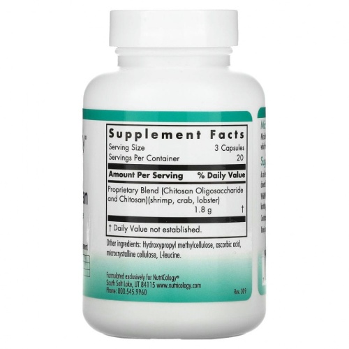 Nutricology, MicroChitosan, 60 вегетарианских капсул фото 2