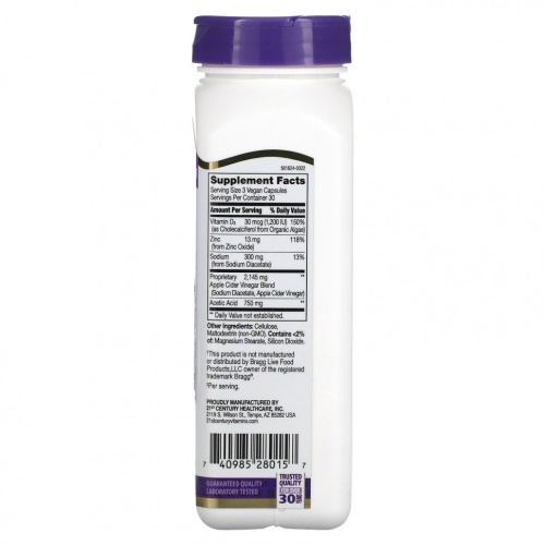 21st Century, Яблочный уксус, 90 капсул фото 2