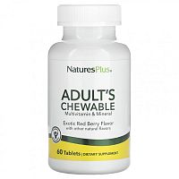 NaturesPlus, Жевательные мультивитамины и минералы для взрослых, экзотические красные ягоды, 60 таблеток