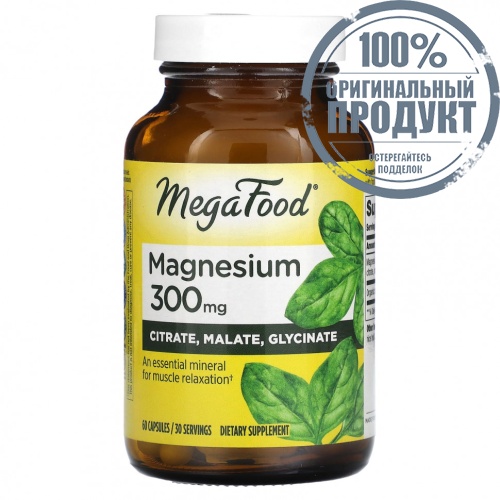 MegaFood, Магний, 300 мг, 60 капсул