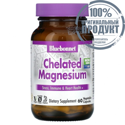 Bluebonnet Nutrition, Хелатный магний, 60 растительных капсул