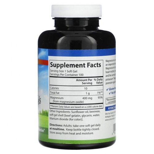 Carlson, Магниевые гели, 400 мг, 100 мягких таблеток фото 2 Carlson, Магниевые гели, 400 мг, 100 мягких таблеток фото 2