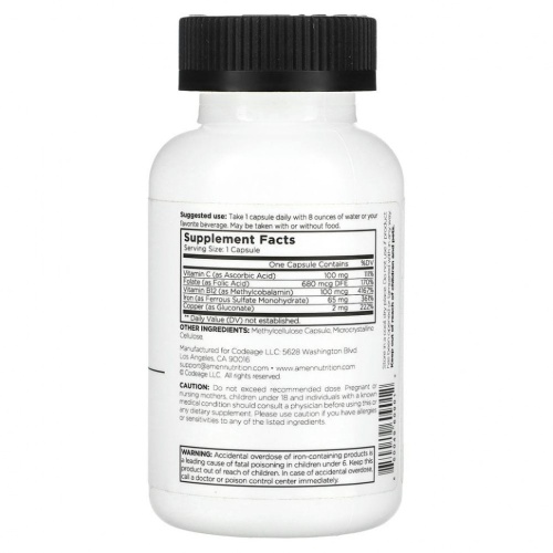 Codeage, Amen, Iron Ultra, 60 растительных капсул фото 2 Codeage, Amen, Iron Ultra, 60 растительных капсул фото 2