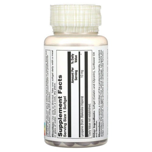 Solaray, ликопин, 10 мг, 60 капсул фото 2 Solaray, ликопин, 10 мг, 60 капсул фото 2