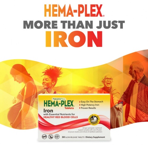 NaturesPlus, Hema-Plex, 30 таблеток с длительным высвобождением фото 3