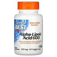 Doctor's Best, альфа-липоевая кислота, 600 мг, 60 вегетарианских капсул