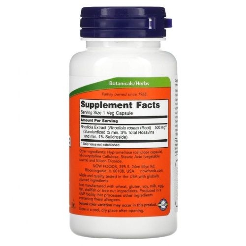 NOW Foods, родиола, 500 мг, 60 растительных капсул фото 2