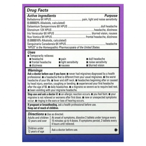 Hyland's, Migraine Relief, 100 tablets фото 2