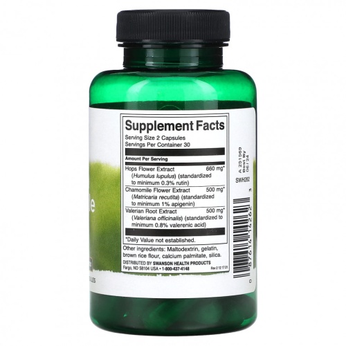 Swanson, Валериана и ромашка, стандартизированный, 60 капсул фото 2 Swanson, Валериана и ромашка, стандартизированный, 60 капсул фото 2