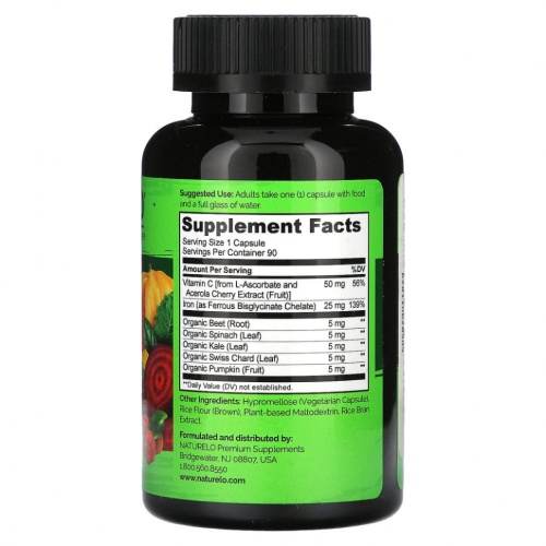 NATURELO, железо с витамином C, 90 вегетарианских капсул фото 2 NATURELO, железо с витамином C, 90 вегетарианских капсул фото 2