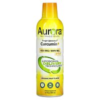 Aurora Nutrascience, Mega-Liposomal Curcumin+, мега липосомальный куркумин, со вкусом органических фруктов, 600 мг, 480 мл (16 жидк. унций)