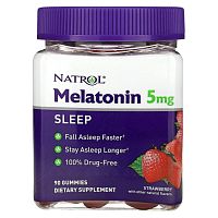 Natrol, мелатонин, для хорошего сна, вкус клубники, 5 мг, 90 жевательных конфет