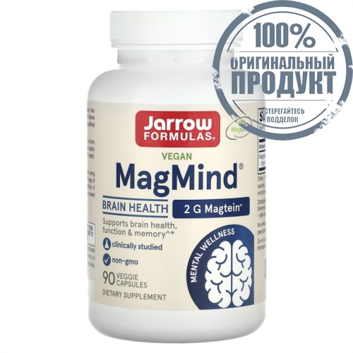 Jarrow Formulas, MagMind, магний, 90 вегетарианских капсул