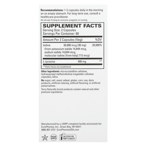 Terry Naturally, Thyroid Care, 120 капсул фото 2 Terry Naturally, Thyroid Care, 120 капсул фото 2