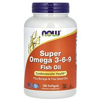 NOW Foods, суперомега 3-6-9, 1200 мг, 180 капсул