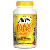 Nature's Way, Alive! Max3 Potency, мультивитамины повышенной эффективности, без добавления железа, 180 таблеток