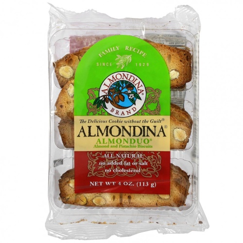 Almondina, AlmonDuo, Almond and Pistachio Biscuits, 4 oz. Almondina, AlmonDuo, Almond and Pistachio Biscuits, 4 oz.
